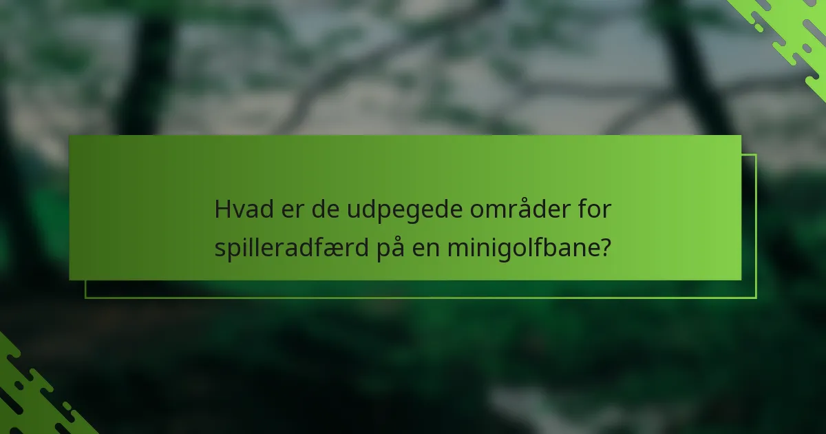 Hvad er de udpegede områder for spilleradfærd på en minigolfbane?