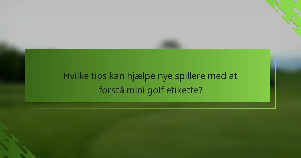 Hvilke tips kan hjælpe nye spillere med at forstå mini golf etikette?